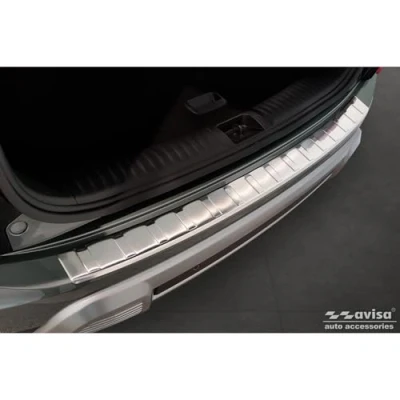 Image of Avisa Matt Black Stainless Steel Rear bumper protector compatible with SsangYong Torres (J100) 2022 &#039;Ribs&#039;