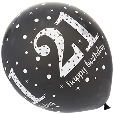 Image of (PKT) Adult Gold Celebration 21st Latex Balloons 6 Pack
