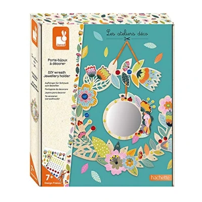 Image of Janod Wooden Jewellery Rack to Decorate Les Ateliers Du Calme Children’s Creative Leisure Kit Encourages Fine Motor Skills and Creativity Suitable for Ages 7 Up, J07923, White