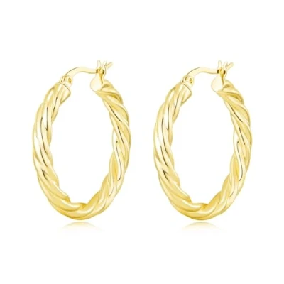 Image of Philip Jones Gold Plated Thick Twisted Hoop Earrings