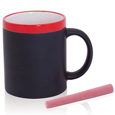 Image of eBuyGB Chalk Mug Memo Blackboard Personalise, Ceramic, Red