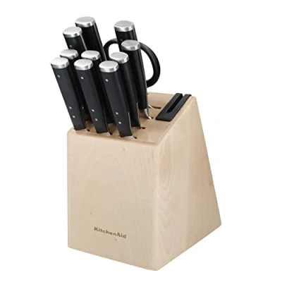 Image of KitchenAid Gourmet 11 Piece Knife Set with Sharpener &amp; Birchwood Block