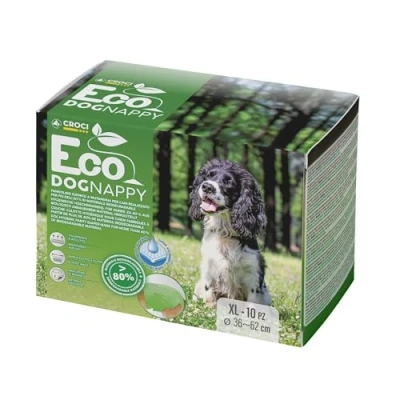 Image of Croci Eco Dog Nappy Male Diapers Underpants for Pee Biodegradable, Anti odour, Disposable Diapers, 10 Pieces, Size XL, 36 62 CM