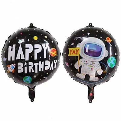 Image of Space Black Round Foil Balloon, 45cm (2 pack)