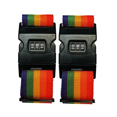 Image of Twin Pack Heavy Duty Luggage Belt Strap for Suitcases, Adjustable Travel with Password Lock Clip, Belt,
