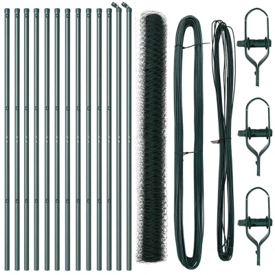Image of vidaXL Fencing Set of 2 Green Metal 25m x 1.5m Durable