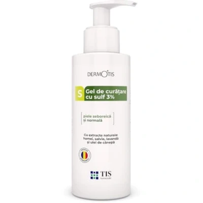 Image of TIS Body Face Cleanser with Sulphur 300ml Acne Prone Skin, Purifying Action, Removes Sebum and Impurities Oily Skin Anti Gel Blackheads, Pimples Reduces Imperfections