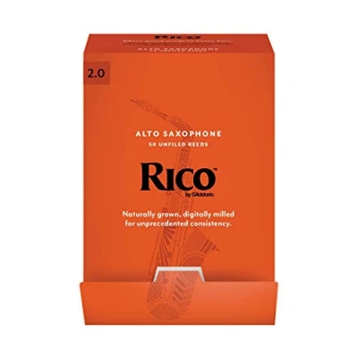 Image of D’Addario Woodwinds Rico Alto Sax Reeds for Saxophone Crafted Beginners, Students, Educators Strength 2.0, 50 Pack
