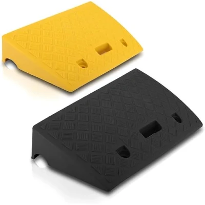Image of Pyle Portable Lightweight Plastic Curb Ramps 2PC Heavy Duty Threshold Ramp Set for Driveway, Loading Dock, Sidewalk, Car, Truck, Scooter, Bike, Motorcycle, Wheelchair Mobility PCRBDR27