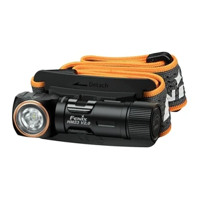 Image of fenix HM23 V2.0, Compact &amp; Lightweight Multi Purpose Head Torch/Right Angled Torch 300 Lumens 88m 100 Hrs Max AA Battery Powered Magnetic Tail Cap 150 Vertical Tilt IP68
