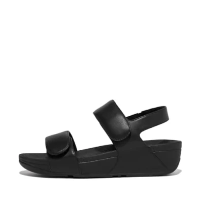 Image of Fitflop Women&#039;s LULU Adjustable Leather Back Strap Sandals Flat, Black, 3 UK