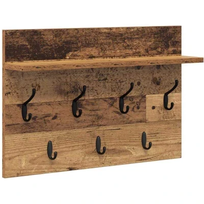 Image of Wall Mounted Coat Rack Old wood 60 x 40 12 cm Engineered Vidaxl