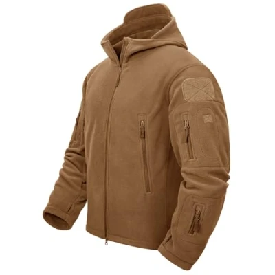 Image of TACVASEN Windproof Men&#039;s Military Fleece Combat Jacket Tactical Hoodies, Sand, XXL