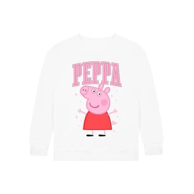 Image of Peppa Pig Jumper Playful Girls Sweatshirt Soft Cotton White 5 6 Years