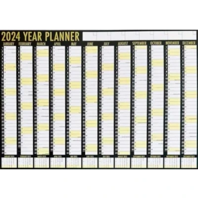 Image of 2024 Calendar and Planner Month to View/Week View Black &amp; White Full Year Wall