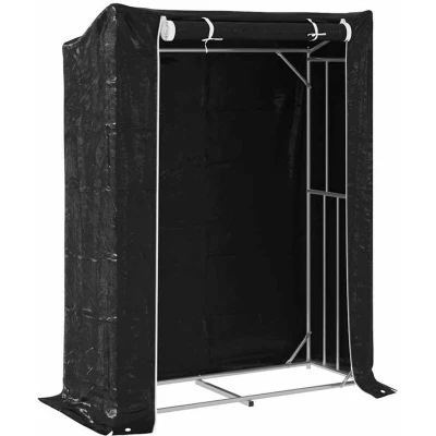 Image of vidaXL Firewood Rack with Rain Cover 150x60x200 cm Galvanised Steel