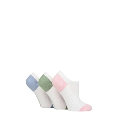Image of SockShop Ladies Half Cushioned Bamboo No Show Socks Pack of 3 White Contrast 4 8