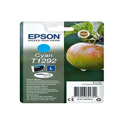 Image of Epson T1292 Pomme Cyan, Cartouche d&#039;encre d&#039;origine, WF 3010DW 3520DWF 3530DTWF 3540DTWF 7015 7515 7525 BX305F BX310FN BX320FW BX525WD BX535WD BX625FWD BX635FWD BX925FWD BX935FWD