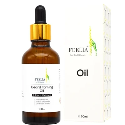 Image of Feelia Beard Taming oil, With Argan, Jojoba, Grapeseed, Avocado, Fresh Citrus Scent, For Healthy Growth, Softens &amp; Moisturise, 7 Plant Extract 50ml