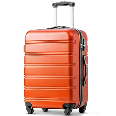 Image of 24 Inch ABS Hard Shell Travel Trolley Suitcase Set with 4 Wheels Lightweight Hand Luggage in Orange