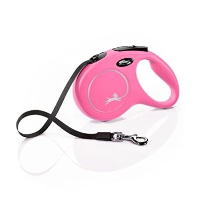 Image of Flexi New Classic Tape Pink Medium 5m Retractable Dog Leash/Lead for dogs up to 25kg/55lbs