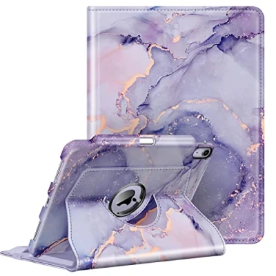 Image of FINTIE Rotating Case for iPad Air 11 inch (2024) M2, 6th / 5th 4th Generation (2024/2022/2020) [360 Rotating] Adjustable Stand Cover with Pencil Holder, Lilac Marble