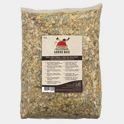 Image of Wild Bird Food Seed Feed Mix with Suet Pellets for Small Garden Birds 5kg SeedzBox Deluxe Grains &amp; Nuts, Natural Wrens Robins Finches Maize Fats Fibres