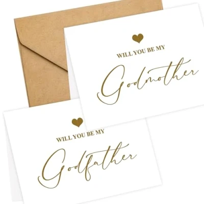 Image of LADY&amp;HOME Set of 2 Wedding Day Cards to Godfather and Godmother,To My Godmother on Card (C2:Godfather &amp; Godmother)