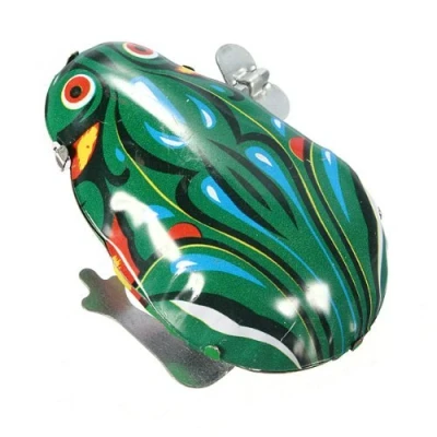 Image of Vintage Metal Wind up Jumping Frog Clockwork Tin Toys Classic Gift