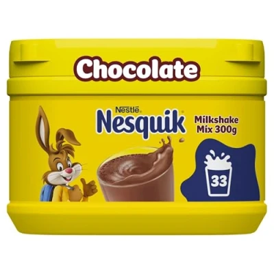 Image of Nesquik Chocolate Flavoured Milkshake Powder, with Vitamin C &amp; D, 300g Tub (Pack of 1)