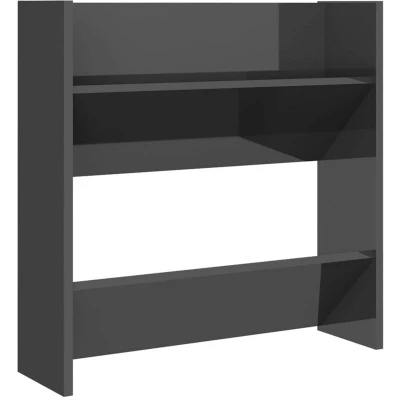 Image of vidaXL Wall Shoe Cabinet High Gloss Grey 60x18x60 cm Engineered Wood
