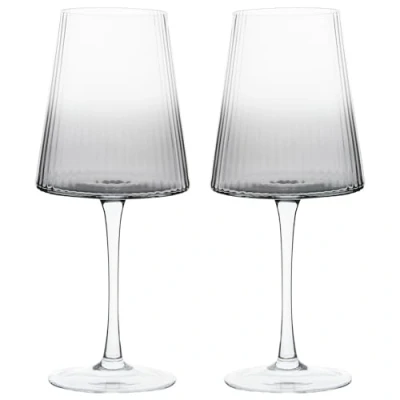 Image of Anton Studios Empire Set of 2 Wine Glasses Smoke