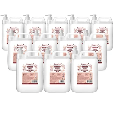 Image of 80% Alcohol Hand Sanitiser Liquid Rub with Pump 12x 5L Litre Kills 99% Bacteria, Germs Sanitizer (Pack of 12)