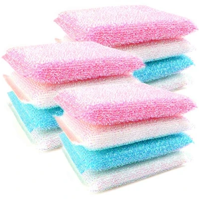Image of 12x Non Scratch Pearl Scouring Sponge Pads Designed for Stick Pots &amp; Pans Gentle Friendly