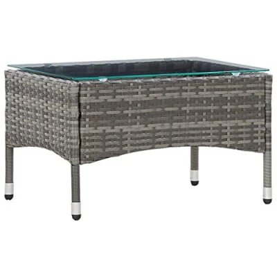Image of vidaXL Coffee Table Weather Resistant Easy to Clean Outdoor Garden Patio Tea Side Couch End Tables Furniture Grey 60x40x36cm Poly Rattan
