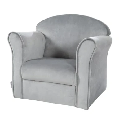 Image of roba Children&#039;s Armchair with Armrests &#039;Lil Sofa&#039; Mini Velour Upholstery (Silver Gray)