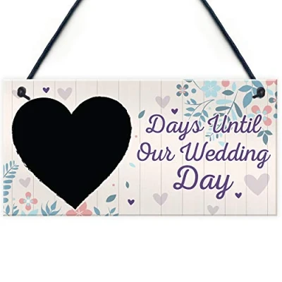 Image of RED OCEAN Chalkboard Countdown Days Until Wedding Day Sign Gifts Mr &amp; Mrs Bridal Engagement Keepsake