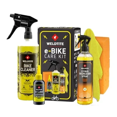 Image of WELDTITE e Bike Care Kit Cleaner, Lube, Citrus Degreaser Spray, Sponge &amp; Cloth