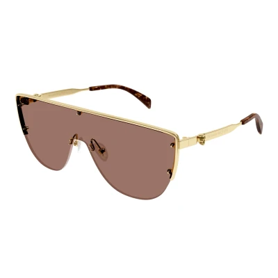 Image of Alexander Mcqueen Sunglasses goldcoloured/brown, Men&#039;s, Size: 99, Gold/coloured/brown