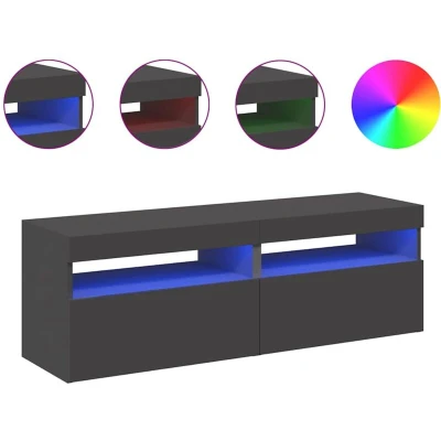 Image of vidaXL TV Cabinets with LED Lights 2 pcs Grey 60x35x40 cm