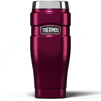 Image of Thermos Stainless King Travel Tumbler &amp; Multi Purpose Flask 470ml Insulated Hot Cold Water Bottle for Daily Commute Weekend Adventures Sleek Design in Raspberry, 5 Year Durability