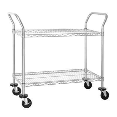 Image of Vogue Chrome Wire Trolley Two Tier 960X457X910mm Catering Food Serving