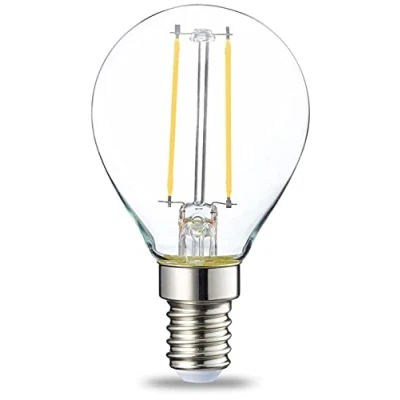 Image of Amazon Basics LED E14 Small Edison Screw Golf Ball P45 Bulb, 2W (Equivalent to 25W), Clear Filament, Non Dimmable, Pack of 6, Warm White