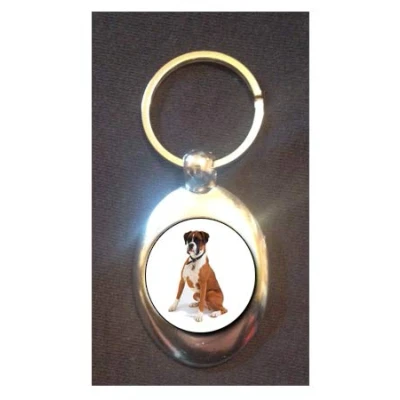 Image of DottsMusic Boxer Dog Cute Pet Design on Shopping Trolley Keyring Token (£1 Coin)