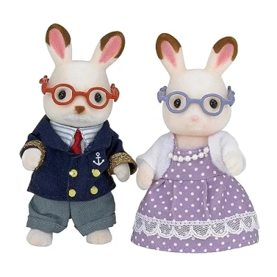 Image of Sylvanian Families Chocolate Rabbit Grandparents dollhouse playset 5190
