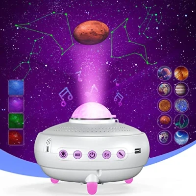 Image of Homonic LED Starry Sky Projector, Galaxy Projector Night Light with 12 Constellations and 10 Planets Bluetooth Music Speaker &amp; Voice Timer Star for Children Adults