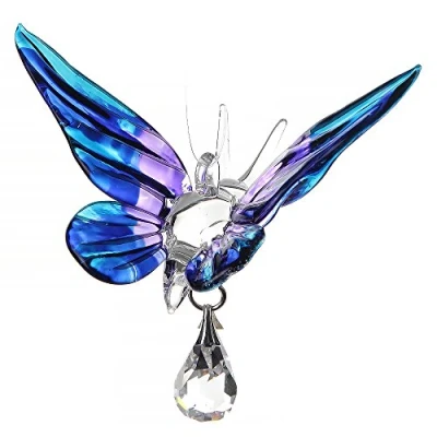 Image of Handmade Fantasy Glass Butterfly Suncatcher Gift Purple Emperor
