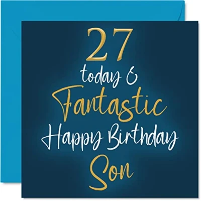 Image of Fantastic 27th Birthday Cards for Son 27 Today &amp; Happy Card from Mum or Dad, Gifts, 145mm x Greeting Gift