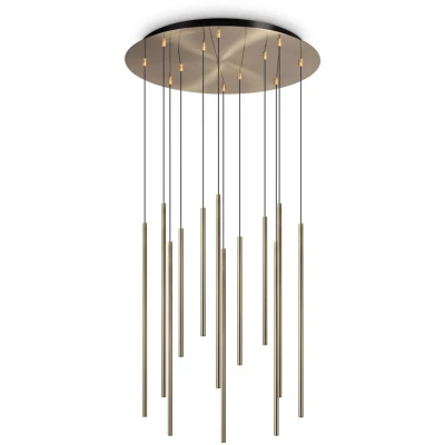 Image of Filo LED 12 Light Cluster Pendant Ceiling Brass 2700K