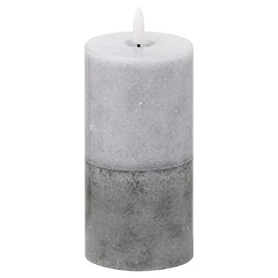 Image of Hill 1975 Luxe Collection Natural Glow 3x6 Grey Dipped LED Candle, PLASTIC,WAX, Mixed, 7.5 x 15 cm